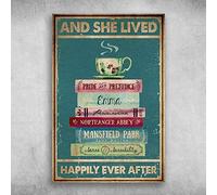 Bioprocess And She Lived Pride And Prejudice Emma Happily Ever After Wall Art Decor Metal Sign Poster 8X12 Inches