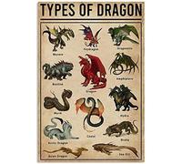 Bioprocess Types Of Dragon Gifts For Lovers Poster Poster Home Art Wall Posters Dragon Types Funny Cute Poster Decor Wall Art Gift Poster Metal Sign 8X12 inch