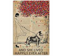 Bioprocess Girl Live Happily Vintage Dictionary Shetland Sheepdog Metal Sign Decor Wall Art Poster 8X12 inch