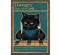 Bioprocess Hangry Black Cat Poster Cat Poster Metal Tin Sign 8X12 inch