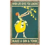Bioprocess Lemon Lady When Life Gives You Lemons Make A Gin And Tonic Portrait Poster Metal Tin Sign 8X12 inch