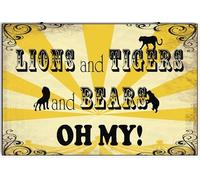 Bioprocess Lions And Tigers And Bears Oh My Funny Gift Wall Decor Kitchen Decor Wall Decor Poster Metal Sign 8X12 Inches