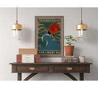 Bioprocess Love Swimming Poster Swimming Poster The Ocean Is Calling And I Must Go Poster Ocean Lovers Gift Love Ocean Gift Plaque Wall Decor Poster Metal Sign 8X12 Inches