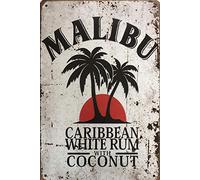 Bioprocess Metal Sign Malibu Rum Bar Man Cave Garage Kitchen Home Wall Decoration Art Sign 8x12 Inches