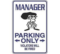 Bioprocess Metal Sign Manager Parking Only Aluminum 8X12 Inches