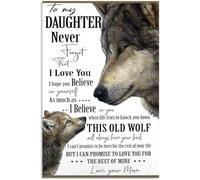 Bioprocess Metal Tin Retro Sign To My Daughter Never Forget Your Mom Love Wolf Poster Thanksgiving 8x12 inch