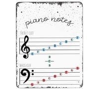 Bioprocess Music Education, Music Wall Art Theory, Piano Notes, Bass Clef, Treble Clef Vintage Home Decor Poster Decor Poster Wall Art Tin Sign Decor Metal Sign Poster 8X12 Inches
