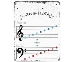 Bioprocess Music Education, Music Wall Art Theory, Piano Notes, Bass Clef, Treble Clef Vintage Home Decor Poster Decor Poster Wall Art Tin Sign Decor Metal Sign Poster 8X12 Inches