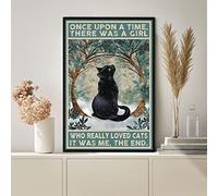 Bioprocess Once Upon A Time There Was A Girl Who Really Loved Cats Poster Black Cat Poster Cat Art Black Cat Decor Black Cat Art Cat Signs Wall Decor Poster Metal Sign 8X12 Inches