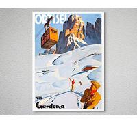 Bioprocess Ortisei Val Gardena Italy Vintage Travel Ski Poster Poster Retro Style Wall Decor Metal Tin Signs Poster 8X12 Inches