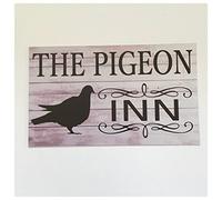 Bioprocess Pigeon Inn Bird Wall Plaque House Garden Rustic Wall Room Entrance Door Decor Poster Wall Art Tin Sign Decor Metal Sign Poster 8X12 Inches