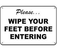 Bioprocess Please Wipe Your Feet Before Entering Security Sign Funny Metal Art Wall Sign Aluminum Sign Decor For Home Garage Metal Tin Sign 8x12 inches