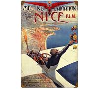 Bioprocess Retro Vintage Meeting D' Aviation Airplane Metal Sign Man Cave Garage Decor Art Wall Decor Metal Tin Signs Poster 8X12 Inches