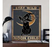 Bioprocess Stay Wild Moon Child Poster Home Decor Wall Decor Cat Lovers Decoration Metal Tin Sign 8X12 inch