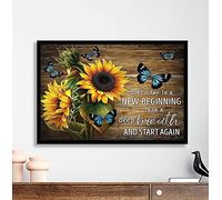 Bioprocess Sunflowers And Butterflies Lovers On Rustic Poster Every Day Is A New Beginning Wall Art Sunflower Lovers Gift Home Decor Plaque Wall Decor Poster Metal Sign 8X12 Inches