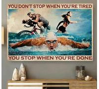 Bioprocess Triathlon You Stop When You'Re Done Vintage Poster Triathlons Ironman World Triathlon Corporation Swimming Cycling Running Signs Metal Tin Sign 8X12 inch