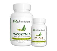 BiOptimizers MassZymes Digestive Enzymes (120 Capsules) and P3-OM Probiotic & Prebiotic (60 Capsules) Supplement Bundle