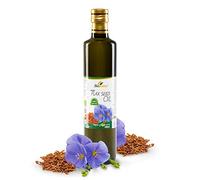 Biopurus Certified Organic Cold Pressed Flax Seed Oil 500ml - Pure Food Grade Linseed Oil Rich in Omega 3 - Vegan Cooking for Salads, Smoothies & Healthy Nutrition