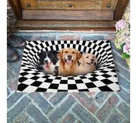 Bioputty 3D Optical Illusion Dog Doormat Non-Slip Absorbent Resist Dirt Front Door Mat Machine Washable Welcome Mats Outdoor Inside Floor Rugs for Entryway Decor 30 x 18 Inch
