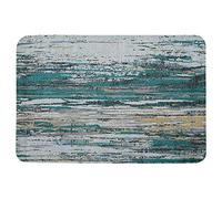 Bioputty Abstract Sponge Beth Mat, Indoor Bathroom Mat Absorb Water, Non Slip Washable Mud Dirt per Mats Rugs for Entrance, Vintage Teal Grey Wood Grain Texture 16x24 Inch