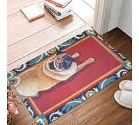 Bioputty Animal Welcome Doormats Cute Big Eyes Pug Indoor Outdoor Funny Non Slip Washable Front Porch Mat Home Decorative Door Mats Floor Rugs for Entrance Bedroom Bathroom Kitchen