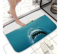 Bioputty Bath Mat Shark Beach Underwater Nautical Jaws Indoor Outdoor Entrance Door Mat Non-Slip Bath Rug Bathmat Decor Small Area Rug Carpet Kitchen Door Mats Floor Mats 60 x40 CM