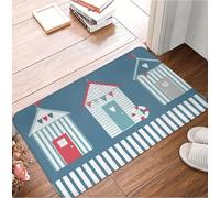 Bioputty Beach Themed By The Sea Beach Huts Doormat Carpet Mat Rug Polyester Non-Slip Floor Decor Bath Bathroom Kitchen Balcony 18X30 Inch washable