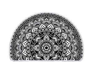 Bioputty Black and White Boho Mandala Kaleidoscope Bathroom Rugs Half Circle Bath Mat Cute Bath Rug Small Carpet Home Decor Non-Slip Semi Round Shower Rug Washable Indoor Floor Door Mat 60x40 CM