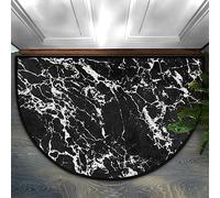 Bioputty Black Gold Marble Print Half Round Door Mat Indoor Entrance,Marbling Texture Non Slip Absorbent Doormats,60x40 CM Wear Resistant Semi Circle Floor Mats Area Rugs for Home Kitchen Patio