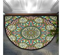 Bioputty Boho Floral Mandala Half Round Doormat Indoor Anti-Skid Semi Circle Doormat Entrance Fall Half Circle Floor Rugs for Bathroom Area Rugs mat 60x40 CM