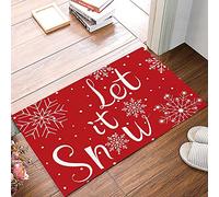 Bioputty Christmas Decorative Doormat-Let It Snow Winter Snowflake,Non Slip Indoor/Outdoor/Front Door/Bathroom Entrance Mats Rugs Carpet 18 X 30 Inch