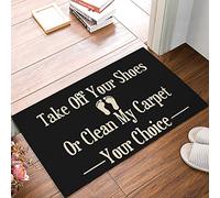 Bioputty Entrance Door Mat, Funny Choice Pattern Low Profile Decor Doormat, Take Off Your Shoes Or Clean My Carpet Non-Slip Carpet Rugs with Felt Decorative for Home/Indoor/Outdoor