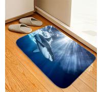 Bioputty Ferocious Animal Great White Shark Bathroom Mat, Non-Slip Super Absorption Bath Carpet with Rubber Backing, Fit Under Bathroom Doormat Floor Rugs for Shower Buthtub Sink