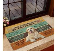 Bioputty Funny Door Mats Indoor Visiting My House Please Remember Golden Retriever Dog's Rules Welcome Doormats Entrance Rug Bath Rug Decorative Home Kitchen Floor Front Door Mats 16 x24 Inch