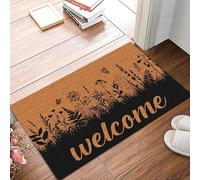 Bioputty Funny Doormat Welcome Garden Spring Flowers Indoor Outdoor Door Mats Entryway Area Rugs Non Slip Washable Entrance Floor Mat Carpet for Home/Kitchen/Bathroom/Front Porch Decor 18 x 30 Inch
