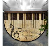 Bioputty Half Round Door Mat,Retro Vintage Music Note Non Slip Absorbent Entrance Doormat, Welcome Mat for Front Door, Low-Profile Semi Circle Floor Mats Area Rugs for Home Kitchen Garage Patio