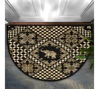 Bioputty Half Round Rugs Animal Elephant Pattern Semicircular Indoor Door Mat Entryway Welcome Mat Non-Slip Half Round Low Profile Door Mat for Patio High Traffic Areas 30x18 inch