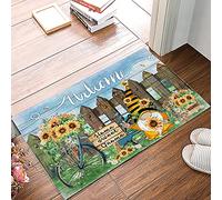 Bioputty Home Sweet Home Indoor Outdoor Doormat Front Door Mat, Summer Gnomes Farm Cycle Sunflower Welcome Mat Entrance Floor Mat Rugs Non-Slip Small Carpets for Bathroom Kitchen Decor 18 x 30 in