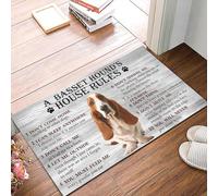 Bioputty Indoor Door Mat for Entrance Basset Hound House Rule Outdoor Welcome Mat Front Door Floor Mat Funny Bathroom Rugs Non Slip Absorbent Carpet for Kitchen Bedroom Living Room Decor 18" x 30"