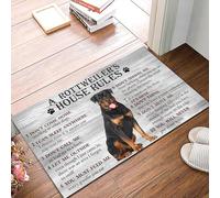 Bioputty Indoor Doormat Rottweiler Dog House Rule Mat Non-Slip Absorbent Resist Dirt Front Door Mat Washable Welcome Mats Outdoor Inside Floor Rugs for Entryway/Home/Bathroom/Kitchen