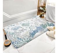 Bioputty Nautical Coastal Tropical Conch Starfish Seashell Beach Theme Bath Rugs Non Slip Shower Mat for Bathroom Decor Door Rug with Rubber Backing Absorbent Kitchen Floor Carpet 18 X 30 Inch