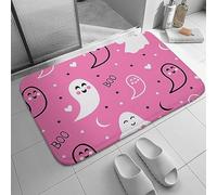 Bioputty Pink Cute Halloween Ghosts Bathroom Rugs Mat Spooky Boo Halloween Soft Non Slip Bath Mat Washable Floor Mat Indoor Runner Carpet for Bathroom Floor Tub Shower 40cm x 60cm