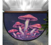 Bioputty Pink Mushroom Half Round Door Mat, Mushroom Print Half Circle Doormat Non Slip Indoor Entrance Rug, 16x24 in Welcome Mats for Front Door, Semi Circle Floor Mats for Entry Kitchen Patio
