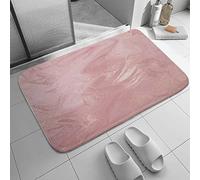 Bioputty Pink Rose Gold Blush Gold Molten Stone Marble Bath Mat Non-Slip Bathroom Rugs, Soft Absorbent Bath Rug for Bathroom Floor Tub Shower 45cm x 76cm