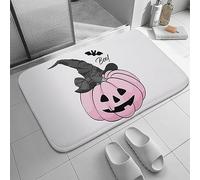 Bioputty Pumpkin Witch's Hat Bathroom Rugs Non Slip Pink Halloween Bath Mat Washable Bath Rugs Absorbent Quick Dry Soft Thick Carpet for Bathroom Floor Tub Shower Kitchen 16x24