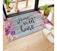 Bioputty Summer Floral Flower Entrance Door Mat, Home Sweet Home Low Profile Spring Decor Welcome Doormat, Non-Slip Carpet Rugs Floor Mat Decorative for Home/Bathroom/Kitchen/Indoor