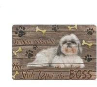 Bioputty This Shih Tzu is The Boss Doormat Mats Non Slip Durable Entrance Rugs for Front Door, Inside Outside Entry, Porch, Resist Dirt Decoration Floor Front Door Mat, 24 x 16 Inch