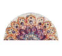 Bioputty Vintage Boho Bathroom Rugs Half Circle Bath Mat Cute Bath Rug for Bedroom Small Carpet Home Decor Non-Slip Semi Round Shower Rug Washable Indoor Floor Door Mat Retro 76x45 CM