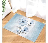 Bioputty Vintage Botanical Door Mat, Non Slip Bathroom Rugs, Rustic Blue Ombre Spring Floral Absorbent Floor Mats, Washable Runner Rug Indoor Doormat for Front Door Entrance, Patio, Garage 16"x24"