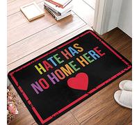Bioputty Welcome Mats for Front Door, Hate Has No Home Here Non Slip Entryway Rugs for Indoor Outdoor Entrance Floor Door Mat Dries Quickly Kitchen Mat Durable Easy to Maintain 16x24 inch